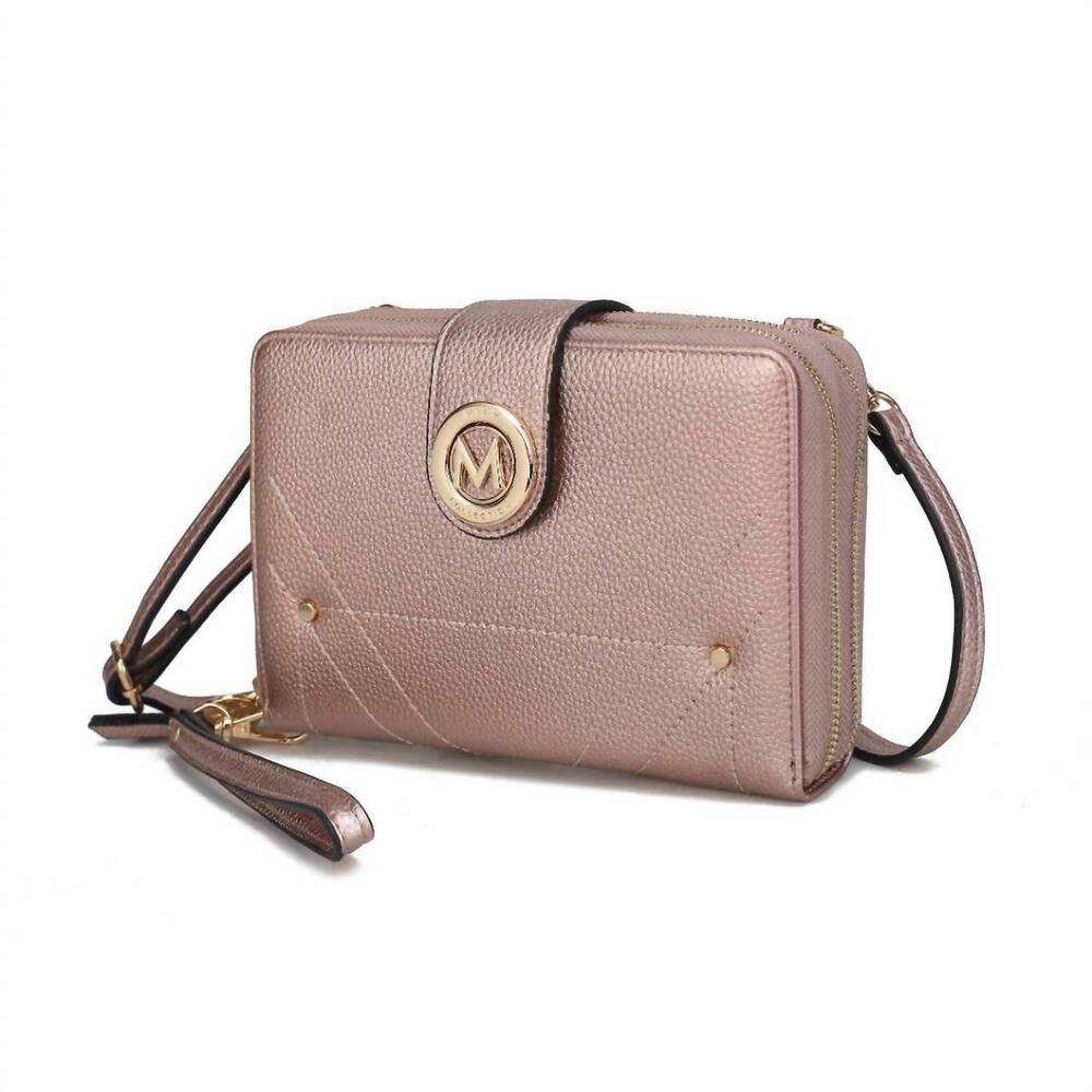 NEW MKF COLLECTION women's sage smartphone wallet convertible bag in rosegold